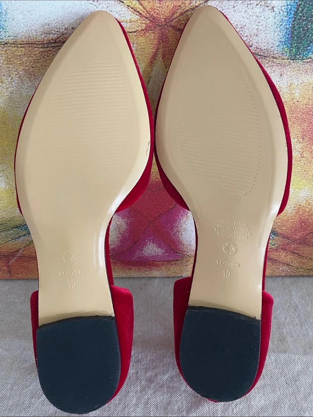 J. Jill Red Pointed-Toe velvet D'Orsay Flats